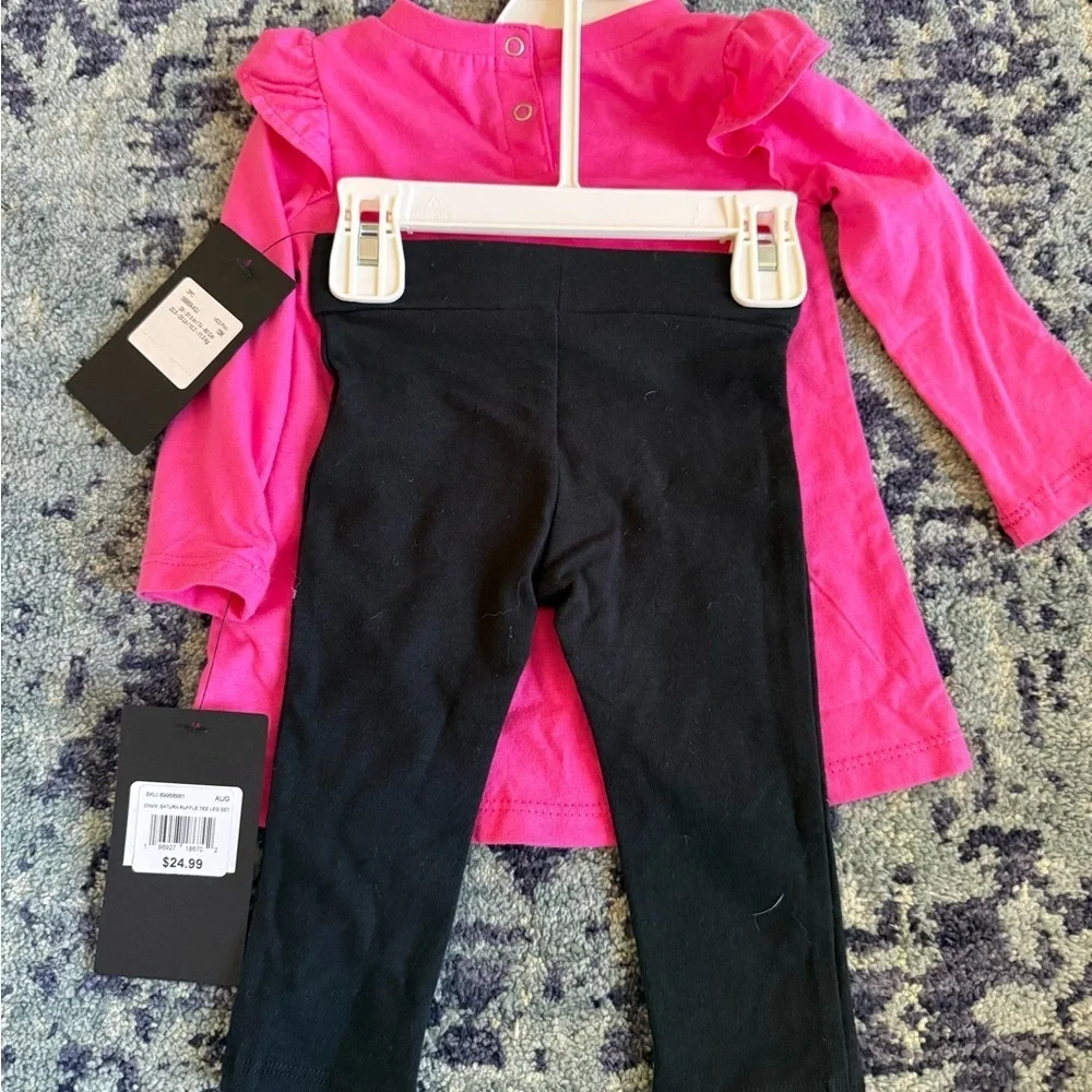 NEW WITH TAGS Converse Girl’s Size Medium Pink and Black 2 Piece Shirt Pant Set